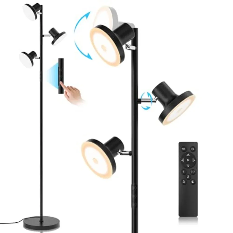 36W LED Tree Floor Lamp, Modern Dimmable Standing Lamp with Remote and Touch Control, 4 Color Temperatures, 3 Rotatable LED Lig
36W LED Tree Floor Lamp, Modern Dimmable Standing Lamp with Remote and Touch Control, 4 Color Temperatures, 3 Rotatable LED Lig