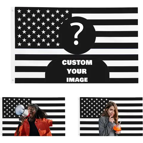 Customizable Black American Flag Tapestry - Personalize with Your Image, Perfect for Living Room, Bedroom, Dorm Decor
