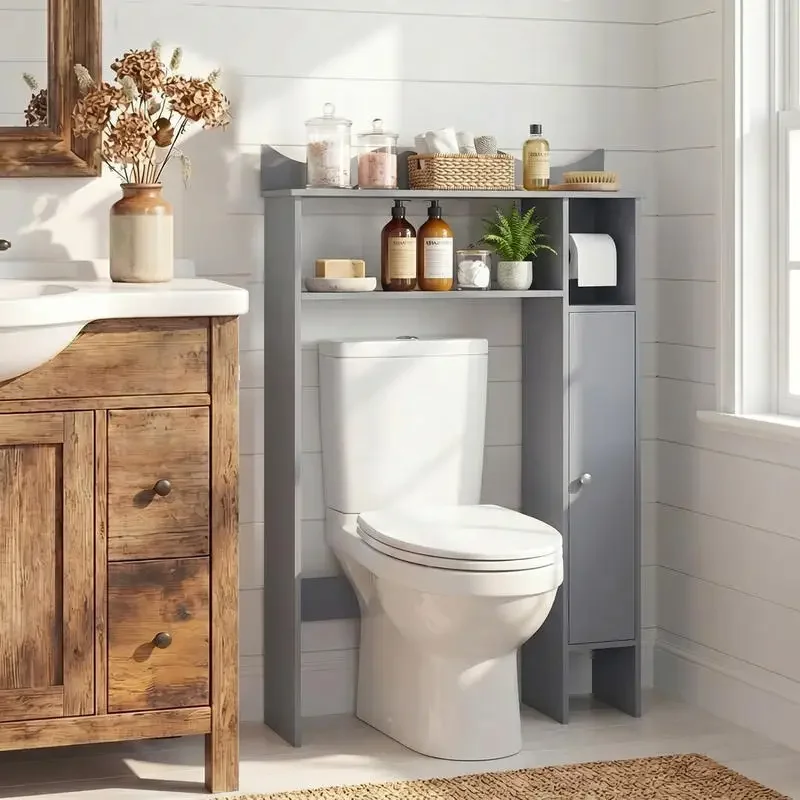 Over the Toilet Storage Cabinet with Toilet Paper Holder-Gray
Over the Toilet Storage Cabinet with Toilet Paper Holder-Gray