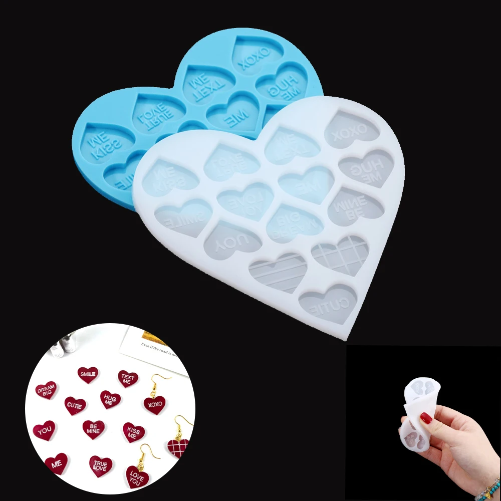 Love Heart Ear Stud Earrings Crystal Epoxy Mold Letter Keychain Pendant Resin Silicone Mould DIY Crafts Jewelry Casting Supplies
Love Heart Ear Stud Earrings Crystal Epoxy Mold Letter Keychain Pendant Resin Silicone Mould DIY Crafts Jewelry Casting Supplies