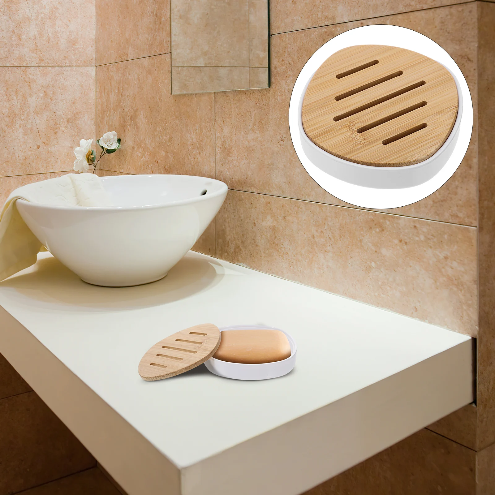 Bamboo Soap Lightweight Drainage Tray for Bathroom Kitchen Bar Soap Holder White Bamboo Material Non installation
Bamboo Soap Lightweight Drainage Tray for Bathroom Kitchen Bar Soap Holder White Bamboo Material Non installation