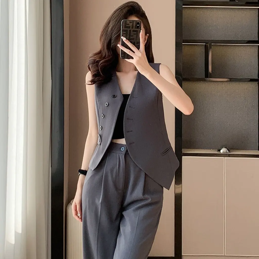 Grey Irregular Fashion Suit Vest High Waist Wide Leg Casual Trousers Women's Two-piece Set Spring Style
Grey Irregular Fashion Suit Vest High Waist Wide Leg Casual Trousers Women's Two-piece Set Spring Style