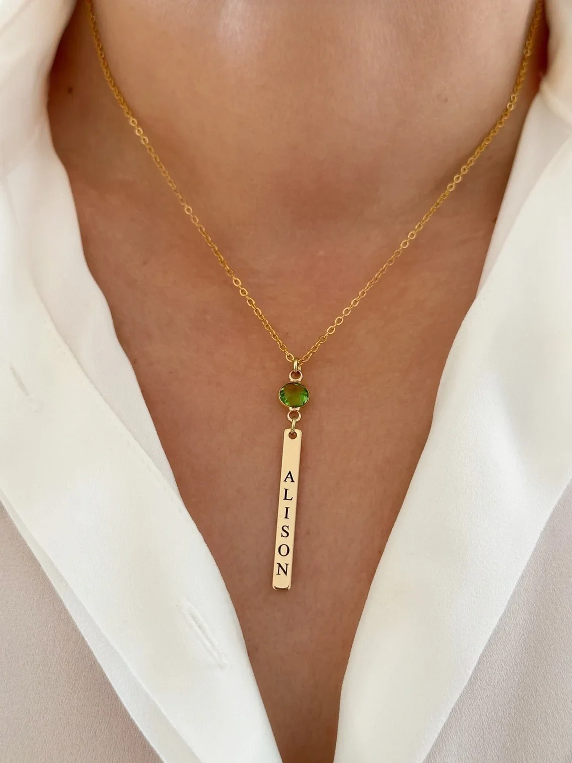 Personalized Birthstone Vertical Name Bar Necklace Custom Engraved 18K Gold Plated Memorial Jewelry Unique Gift For Women
Personalized Birthstone Vertical Name Bar Necklace Custom Engraved 18K Gold Plated Memorial Jewelry Unique Gift For Women