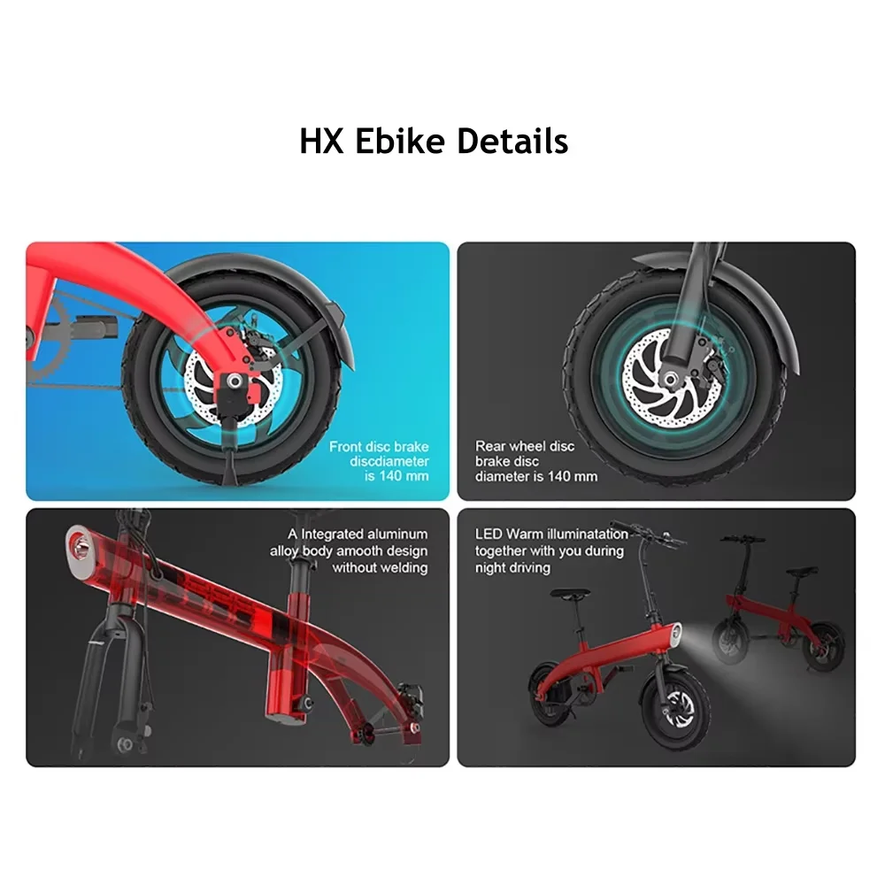 HX H2 Adult Ebike Electric Bike Folding 250w 36V 9.6AH 14 inch Electric Bicycle City Mini Cycling Bike
HX H2 Adult Ebike Electric Bike Folding 250w 36V 9.6AH 14 inch Electric Bicycle City Mini Cycling Bike