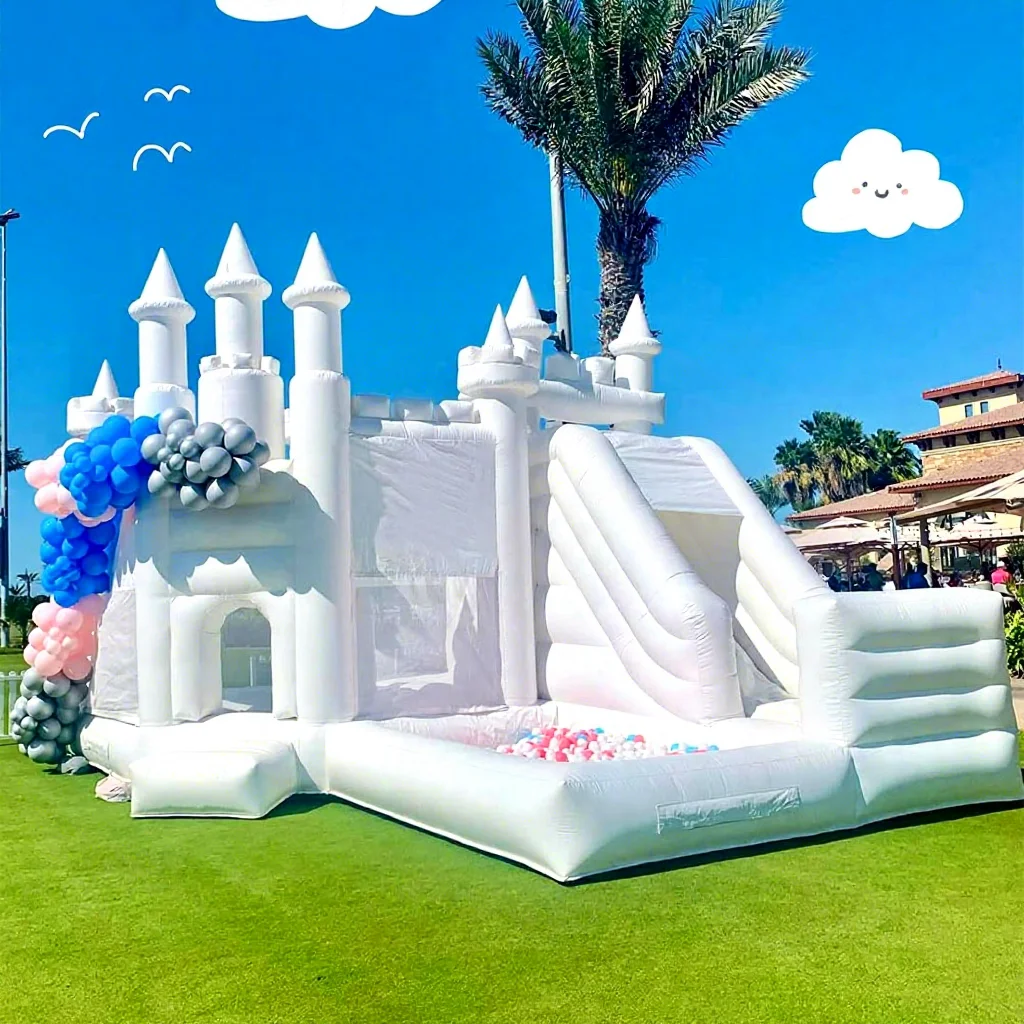 Pvc Bouncing Jumping Castle With Slide Bounce House White Wedding Bouncy Castle Inflatable for Kids
Pvc Bouncing Jumping Castle With Slide Bounce House White Wedding Bouncy Castle Inflatable for Kids