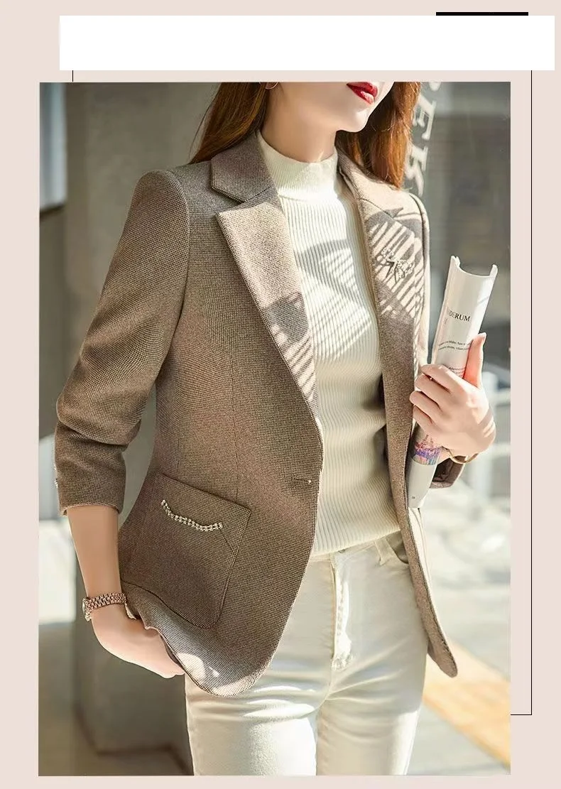 Suit Jacket For Women In Autumn And Winter New High-End And Elegant Top Western-Style Casual Woolen Thickened Suit For Autumn
Suit Jacket For Women In Autumn And Winter New High-End And Elegant Top Western-Style Casual Woolen Thickened Suit For Autumn