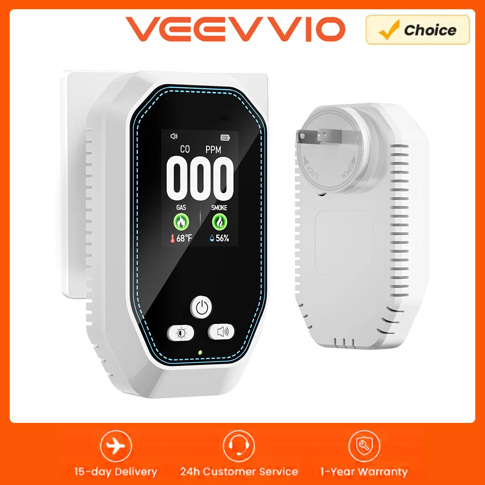 5-in-1 Carbon Monoxide Detector Plug-in with Smoke, Gas Alarm, Temp/Humidity, LCD, Battery Backup, for Home, Rv, Hotel Room
5-in-1 Carbon Monoxide Detector Plug-in with Smoke, Gas Alarm, Temp/Humidity, LCD, Battery Backup, for Home, Rv, Hotel Room