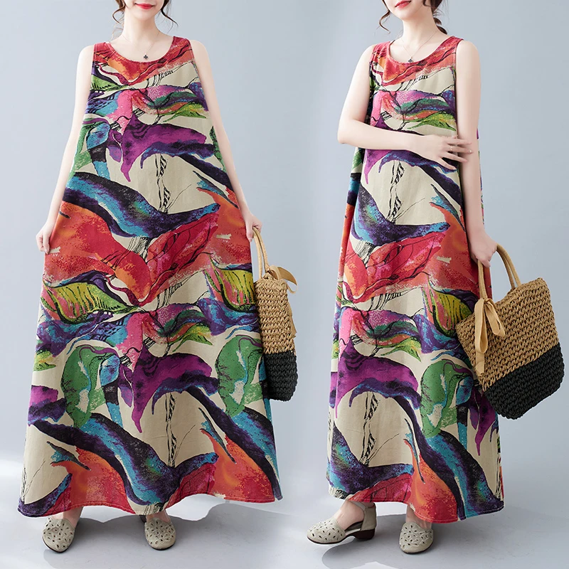 Длинный хлопково-льняной жилет в стиле ретро с принтом Dr, большой размер, женский летний свободный круглый жилет Ne для внутренней одежды 
Длинный хлопково-льняной жилет в стиле ретро с принтом Dr, большой размер, женский летний свободный круглый жилет Ne для внутренней одежды