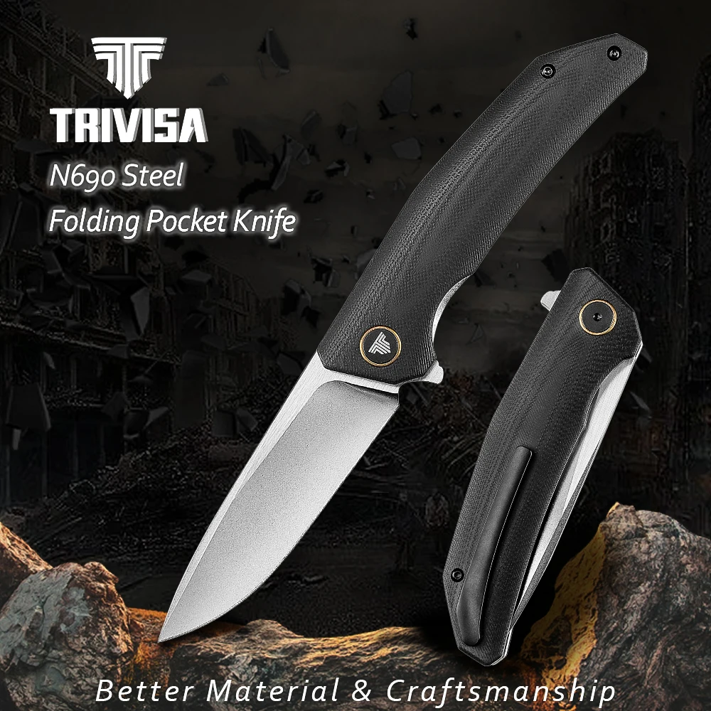 TRIVISA Folding Knife , 7.87"total length,G10 Ring Handle, Outdoor Knife for Camping Hunting Knife with Certificate
TRIVISA Folding Knife , 7.87"total length,G10 Ring Handle, Outdoor Knife for Camping Hunting Knife with Certificate