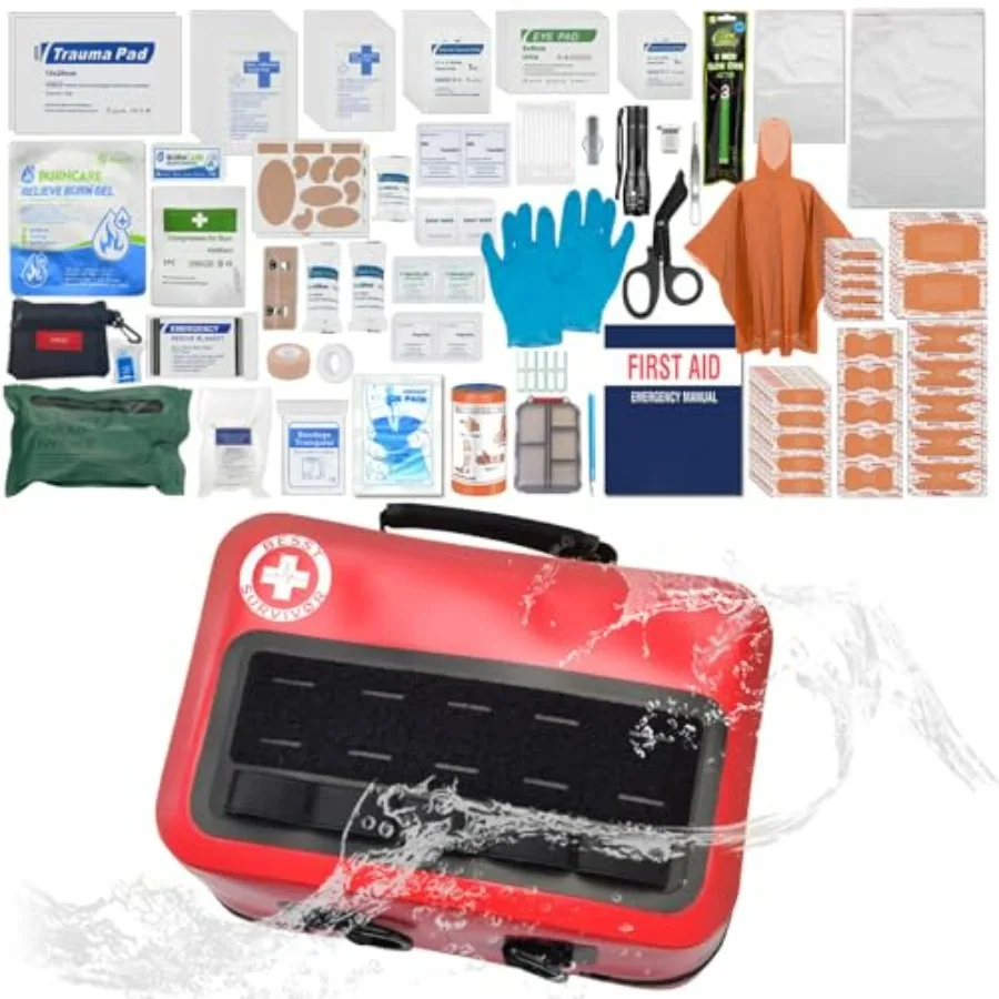 348-Piece Waterproof First Aid Kit for Marine/Boating/Camping/Hurricanes Car Home Emergency Medical Kits with Labeled Compartme
348-Piece Waterproof First Aid Kit for Marine/Boating/Camping/Hurricanes Car Home Emergency Medical Kits with Labeled Compartme