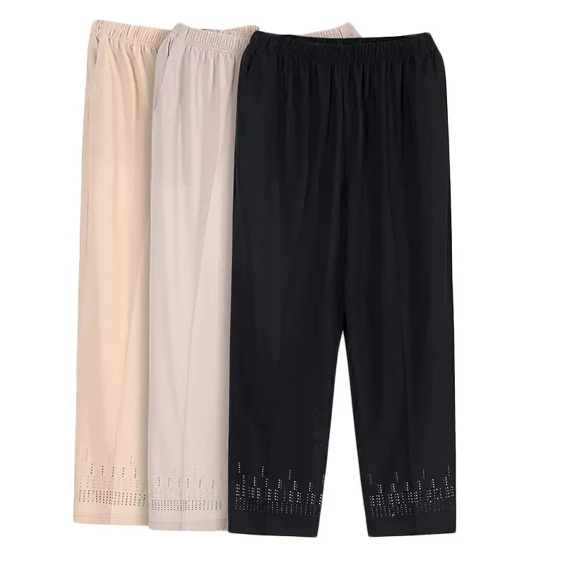 Mother's clothing Summer Thin and Loose Elastic waist Pants middle-aged Women's Solid color Casual Seven Split Pants
Mother's clothing Summer Thin and Loose Elastic waist Pants middle-aged Women's Solid color Casual Seven Split Pants