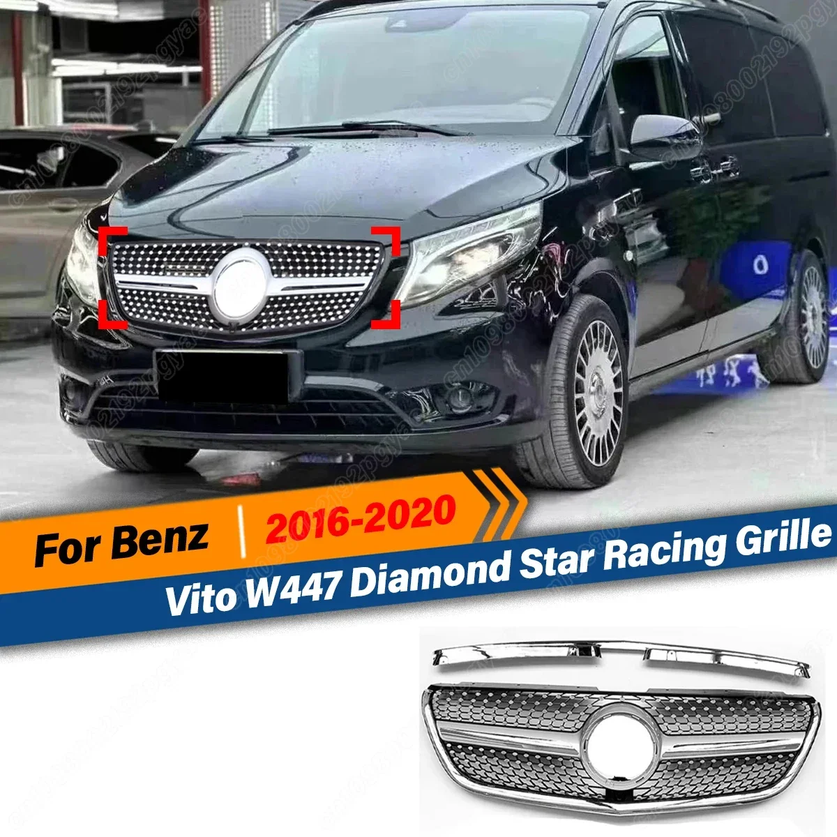 For Mercedes-Benz Vito W447 2016 2017 2018 2019 2020 Diamond Star Racing Grille Front Grill Exter Decoration Accessory Body kits
For Mercedes-Benz Vito W447 2016 2017 2018 2019 2020 Diamond Star Racing Grille Front Grill Exter Decoration Accessory Body kits