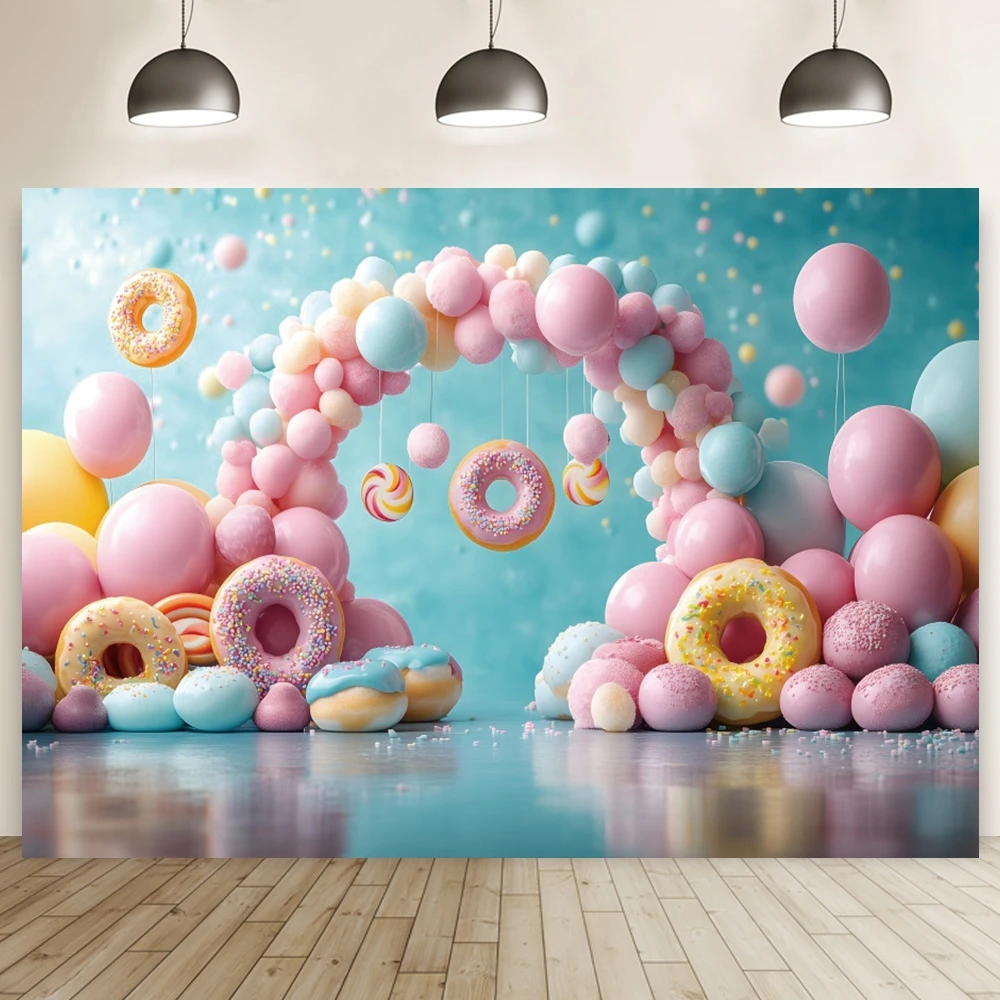 Birthday Backdrop Girl Photo Background with Balloons Doughnuts 1st Birthday Party Decoration Banner
Birthday Backdrop Girl Photo Background with Balloons Doughnuts 1st Birthday Party Decoration Banner