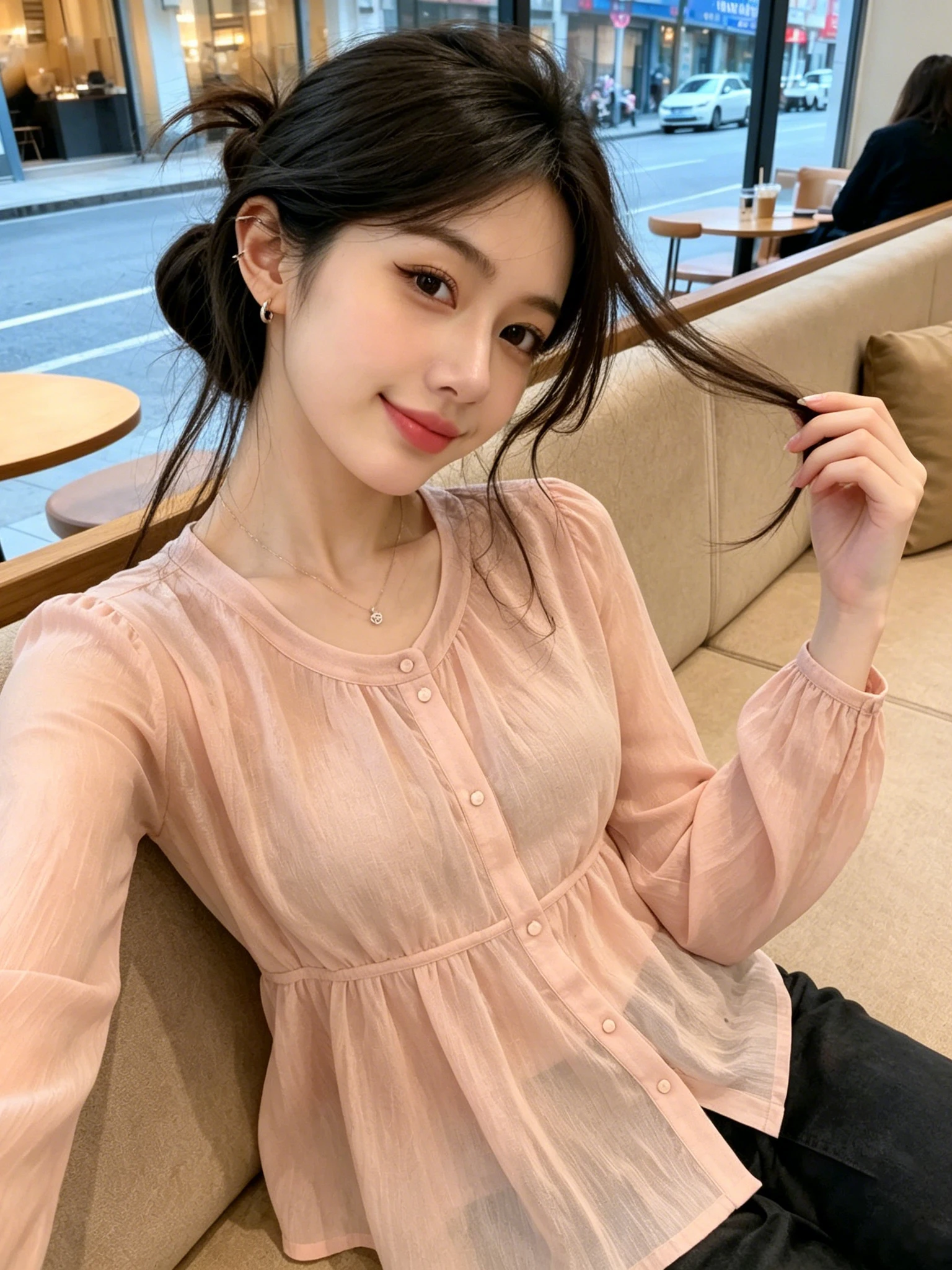 Pink round Neck Long Sleeve Shirt Women's Summer Loose Slimming Beautiful Top Comfortable Breathable Korean Style Commute Shirt
Pink round Neck Long Sleeve Shirt Women's Summer Loose Slimming Beautiful Top Comfortable Breathable Korean Style Commute Shirt