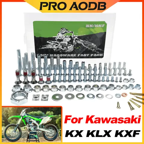Perno de tornillo de Hardware para motocicleta Kawasaki KX80 KX85 KX100 KX125 KX250 KLX D-TRACKER, Kit de herramientas de reparación de sujetadores de plástico completo