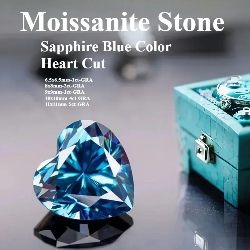 NEW Sapphire Blue Color Moissanite Stone Heart Cut Lab Artificial Gemstone For Advanced Jewelry Making Material With Certificate
NEW Sapphire Blue Color Moissanite Stone Heart Cut Lab Artificial Gemstone For Advanced Jewelry Making Material With Certificate