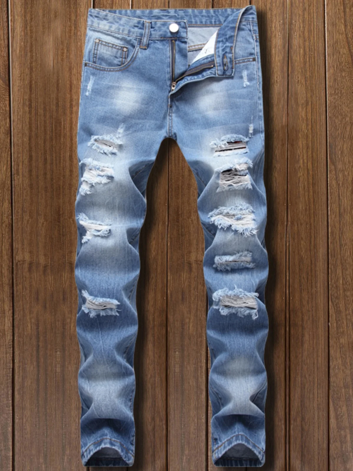 Spring Summer Men's Slim Fit Jeans Straight Leg Korean Sle Casual Long Trousers Trendy Youthful Wear with Hole Design
Spring Summer Men's Slim Fit Jeans Straight Leg Korean Sle Casual Long Trousers Trendy Youthful Wear with Hole Design