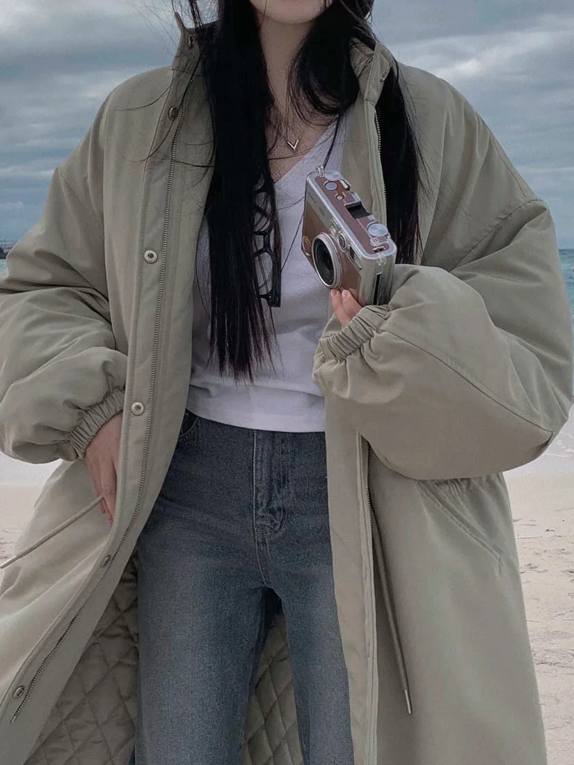 Fashionable Warm Cotton Jacket Women's Long Drawstring Coat Stylish Winter Workwear Outerwear Trendy Mid-Length Coat
Fashionable Warm Cotton Jacket Women's Long Drawstring Coat Stylish Winter Workwear Outerwear Trendy Mid-Length Coat