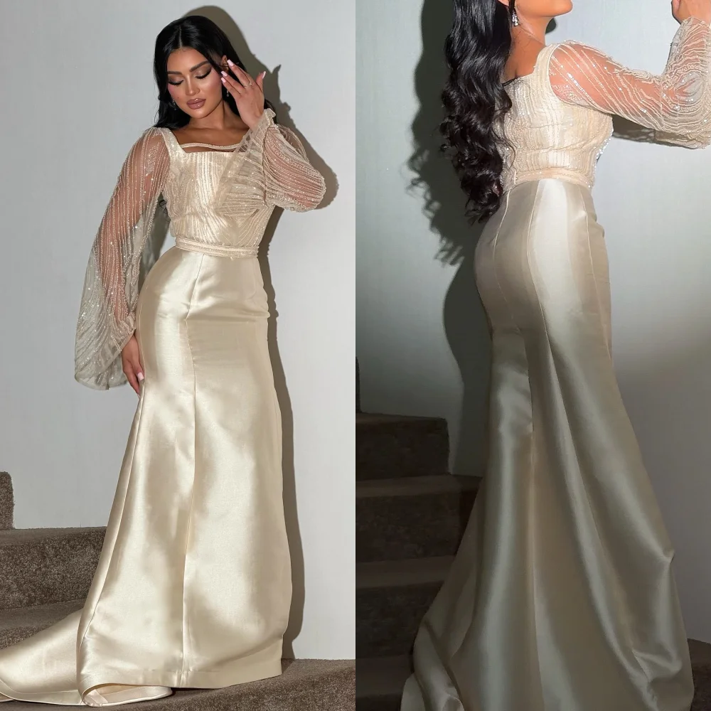 Customized Modern Style Classic Charmeuse Sequined Pleat Straight Square Neck Long Dresses Bespoke Occasion Dresses Fashion Sexy
Customized Modern Style Classic Charmeuse Sequined Pleat Straight Square Neck Long Dresses Bespoke Occasion Dresses Fashion Sexy