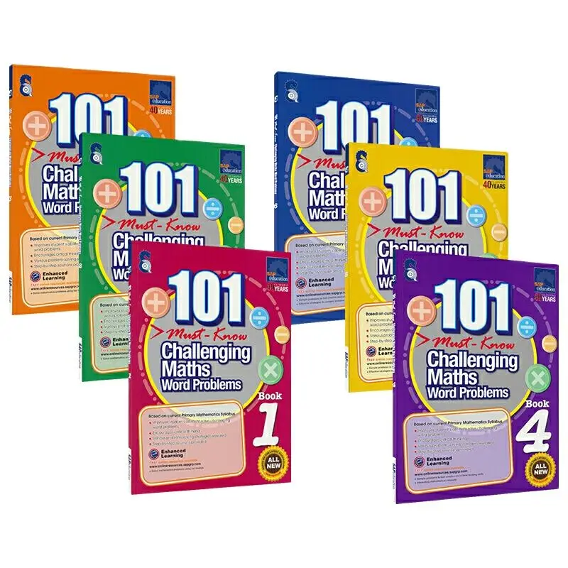 6 Pc/set 101 Challenging Maths Word Problems Books Singapore Primary School Grade 1-6 Math Practice Book
6 Pc/set 101 Challenging Maths Word Problems Books Singapore Primary School Grade 1-6 Math Practice Book