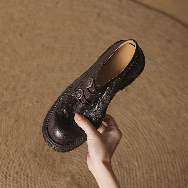Fashion Women Monk Loafers Shoes Comfortable Low Heels Genuine Leather Casual Brogue Pumps Round Toe Office Daily Trendy Shoes
Fashion Women Monk Loafers Shoes Comfortable Low Heels Genuine Leather Casual Brogue Pumps Round Toe Office Daily Trendy Shoes