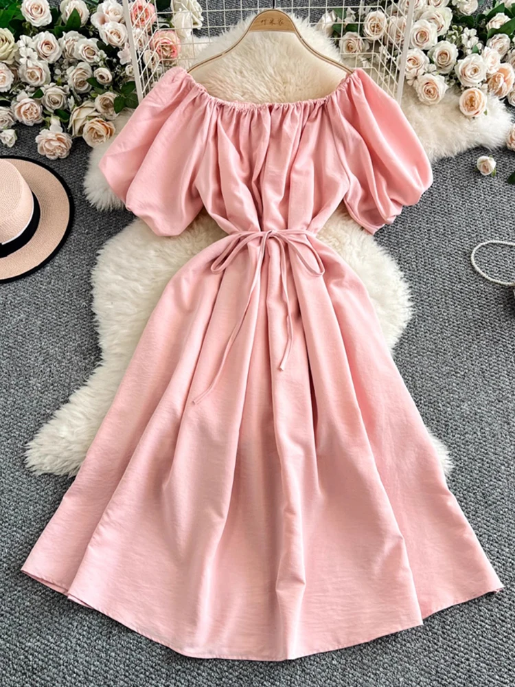 High Quality Purple Pink Long Dress Women Short Sleeves A Line Summer Dress 2025 French Vintage Solid Color Party Dress
High Quality Purple Pink Long Dress Women Short Sleeves A Line Summer Dress 2025 French Vintage Solid Color Party Dress