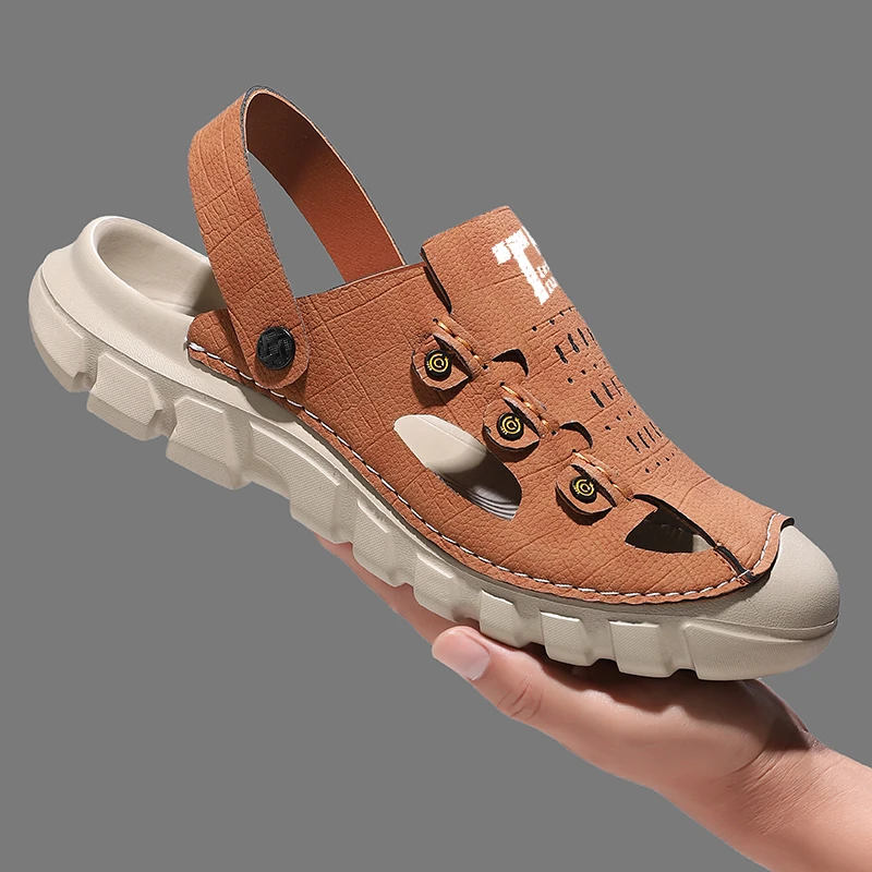 Casual Breathable Men's Sandals Indoor Outdoor Large Size 46 Slip-On Beach Shoes Comfortable PU Leather Rubber Outsole
Casual Breathable Men's Sandals Indoor Outdoor Large Size 46 Slip-On Beach Shoes Comfortable PU Leather Rubber Outsole