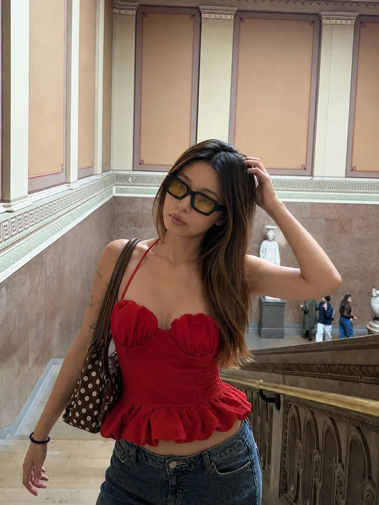 HH Women's Summer Red Halter Peplum Top, Tie Neck Ruffle Bustier Crop Top Casual Beach Vacation Daily Party Business Street Wear
HH Women's Summer Red Halter Peplum Top, Tie Neck Ruffle Bustier Crop Top Casual Beach Vacation Daily Party Business Street Wear