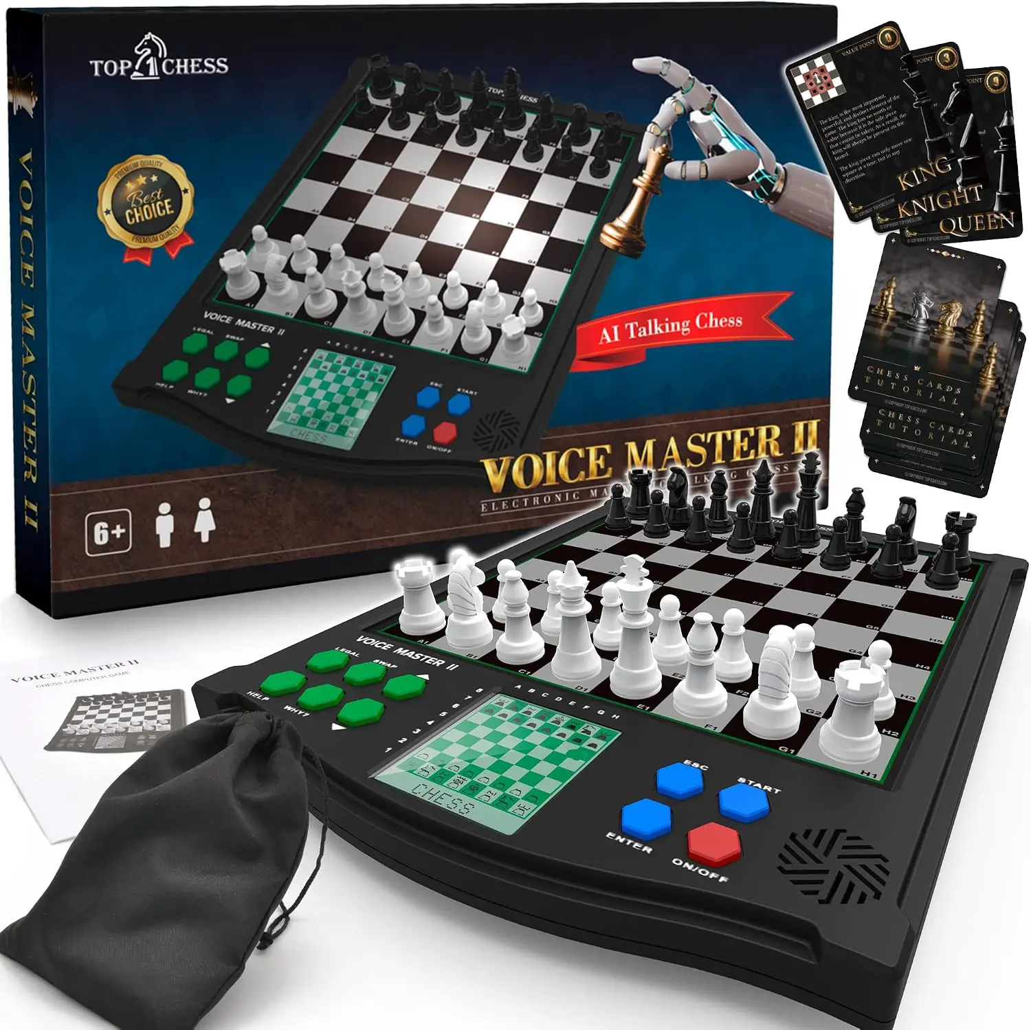 Electronic Chess Set, Voice Master, Classic Strategy Game for Ages 6+, 1-2 Players, Improve Skills
Electronic Chess Set, Voice Master, Classic Strategy Game for Ages 6+, 1-2 Players, Improve Skills