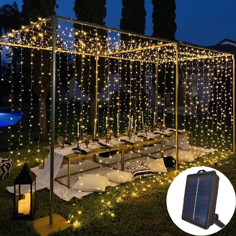 3/6M LED Solar Curtain Light Outdoor Garland Wedding Decoration Fairy String Light Patio Backyard Garden Decor Camping Decor
3/6M LED Solar Curtain Light Outdoor Garland Wedding Decoration Fairy String Light Patio Backyard Garden Decor Camping Decor