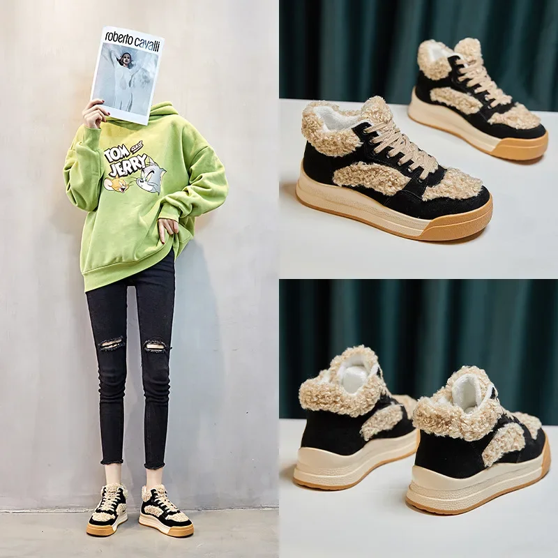 CLAIAMI Leather Trendy Women Shoes Velvet Warm Shoes for Women Sports Casual Lady Sneakers Lace-up Rubber Fleece Shoes Zapatos
CLAIAMI Leather Trendy Women Shoes Velvet Warm Shoes for Women Sports Casual Lady Sneakers Lace-up Rubber Fleece Shoes Zapatos