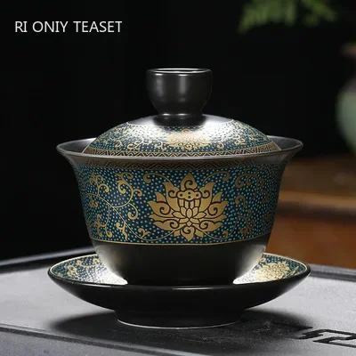 Chinese Retro Black Ceramic Gaiwan Teacup Creative Handmade Tea Bowl Beauty Tea Infuser Household Portable Teaware 170ml
Chinese Retro Black Ceramic Gaiwan Teacup Creative Handmade Tea Bowl Beauty Tea Infuser Household Portable Teaware 170ml