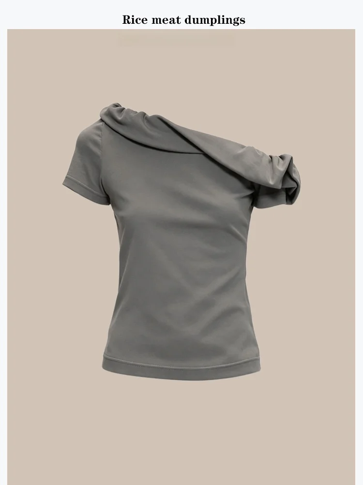 Fashionable Short Sleeve T-Shirt Women's Slim Fit Casual Style Cotton Polyester Blend Summer Top Asymmetrical Shoulder Design
Fashionable Short Sleeve T-Shirt Women's Slim Fit Casual Style Cotton Polyester Blend Summer Top Asymmetrical Shoulder Design