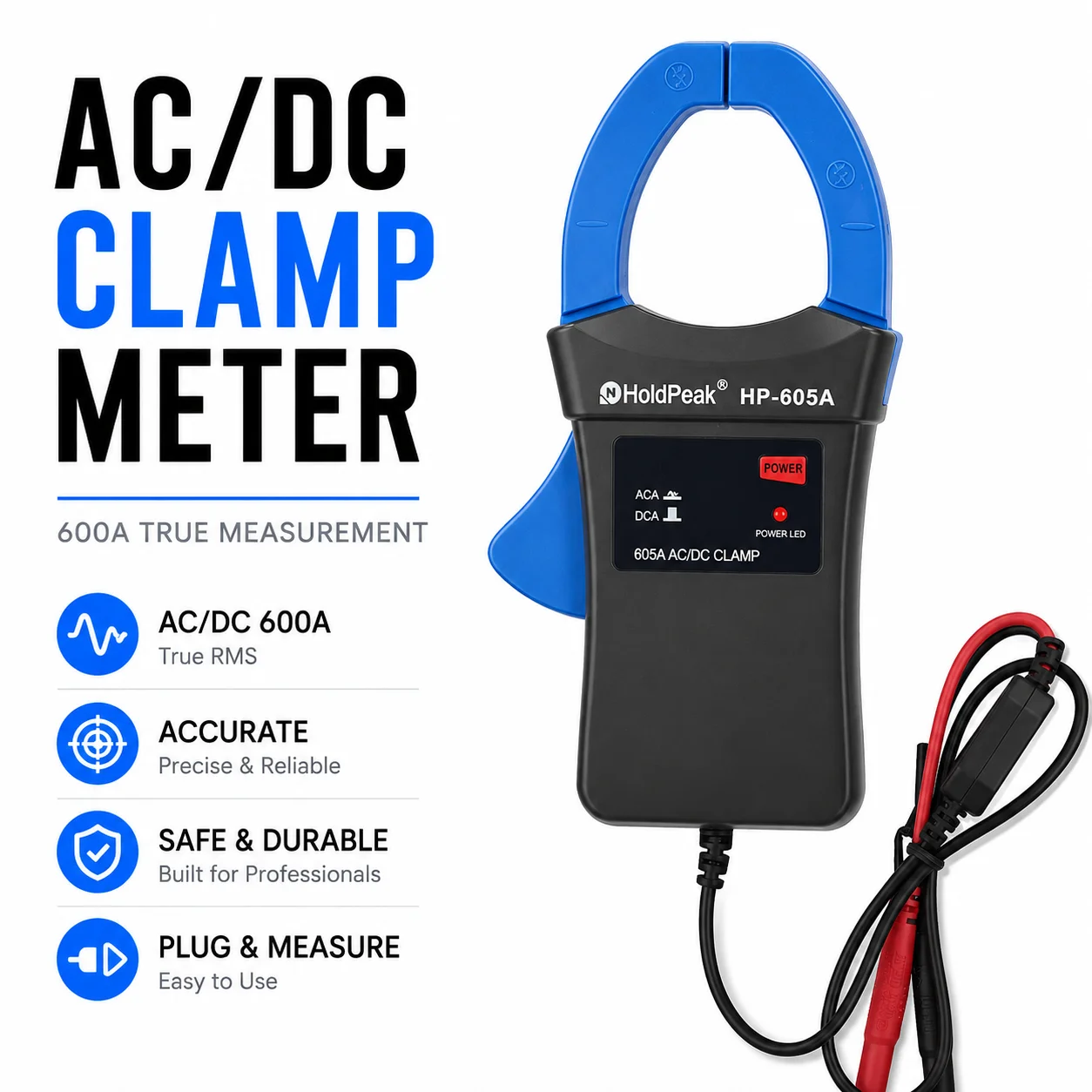 AC/DC 600A Clamp Meter Adapter, 1A=1mV High Precision Current Probe for Digital Multimeters, Automotive & Electric Tester
AC/DC 600A Clamp Meter Adapter, 1A=1mV High Precision Current Probe for Digital Multimeters, Automotive & Electric Tester