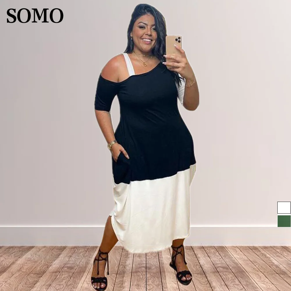 SOMO 2023 4xl Elegant Plus Size Dresses for Women Color Contrast Long Maxi Dress Sexy Off Shoulder Wholesale Dropshipping
SOMO 2023 4xl Elegant Plus Size Dresses for Women Color Contrast Long Maxi Dress Sexy Off Shoulder Wholesale Dropshipping