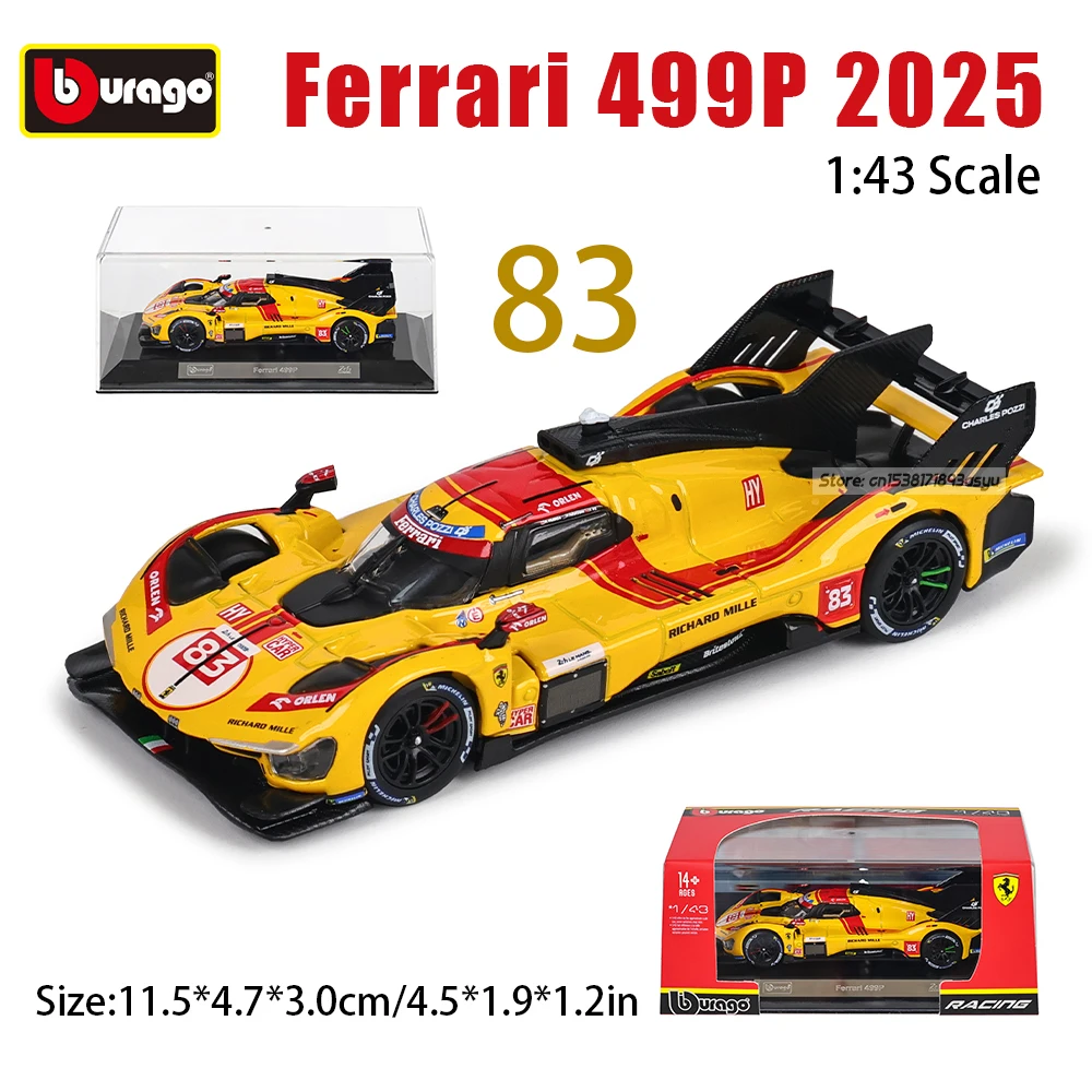 Bburago 1:43 296 GT3 racing Alloy die-casting car model toy WEC 24h Le Mans Hypercar 2025 Ferrari 499P No.83 Ye Yifei FIA WEC
Bburago 1:43 296 GT3 racing Alloy die-casting car model toy WEC 24h Le Mans Hypercar 2025 Ferrari 499P No.83 Ye Yifei FIA WEC