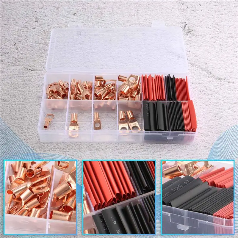 ABFA 150 Pcs Copper Wire Terminal Connectors, AWG 2 4 6 8 10 12 Ring Lug Kit with 70 Pcs Heat Shrink 80Pcs Battery Cable Lugs
ABFA 150 Pcs Copper Wire Terminal Connectors, AWG 2 4 6 8 10 12 Ring Lug Kit with 70 Pcs Heat Shrink 80Pcs Battery Cable Lugs