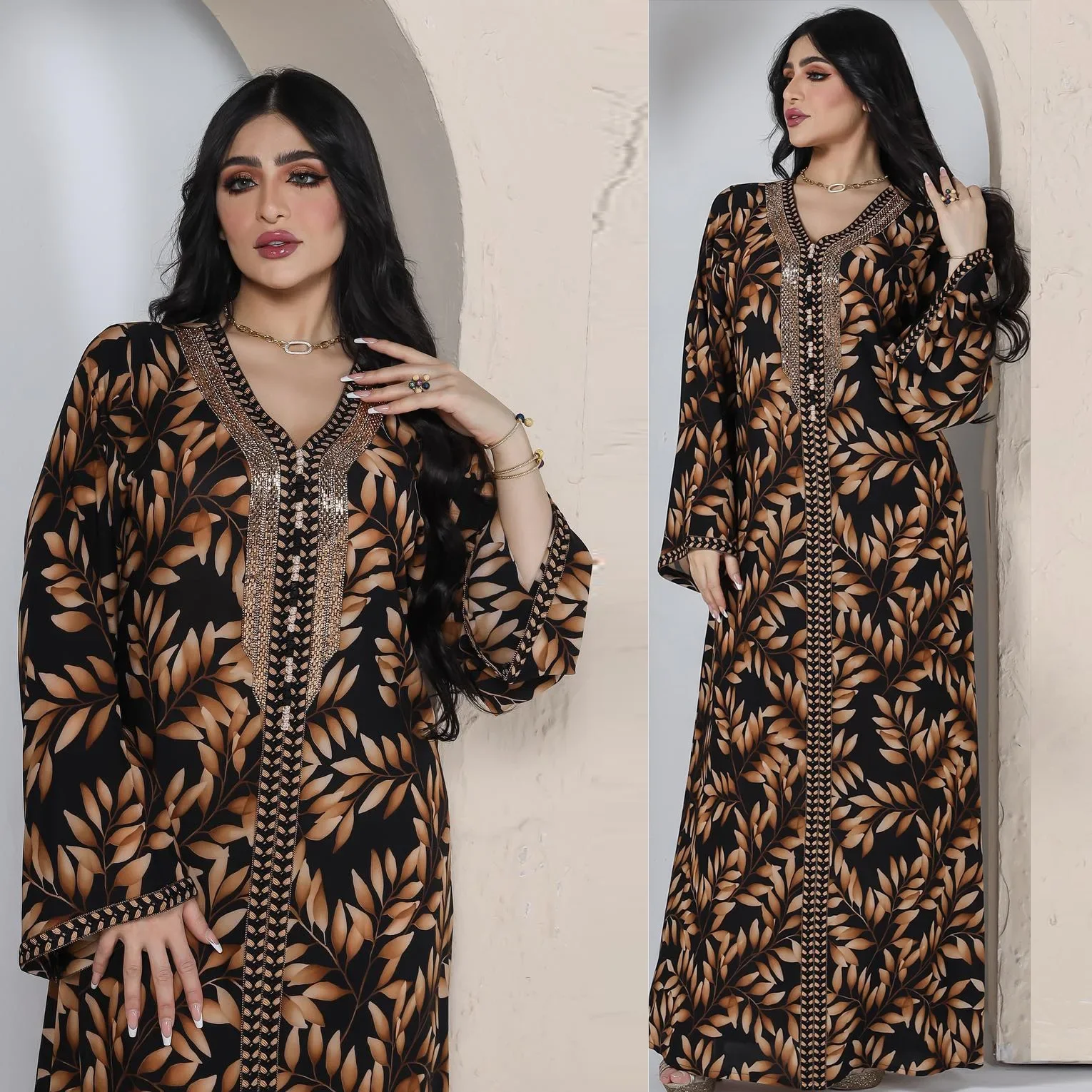 Beaded Abaya Printed Long Dress for Women Arabic Party Kaftan Braided Trimming Saudi Gulf Dubai Jalabiya Muslim Evening Dresses
Beaded Abaya Printed Long Dress for Women Arabic Party Kaftan Braided Trimming Saudi Gulf Dubai Jalabiya Muslim Evening Dresses