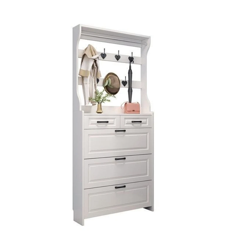 Door white with hanger, tipping bucket, shoe cabinet with drawer, large capacity
Door white with hanger, tipping bucket, shoe cabinet with drawer, large capacity
