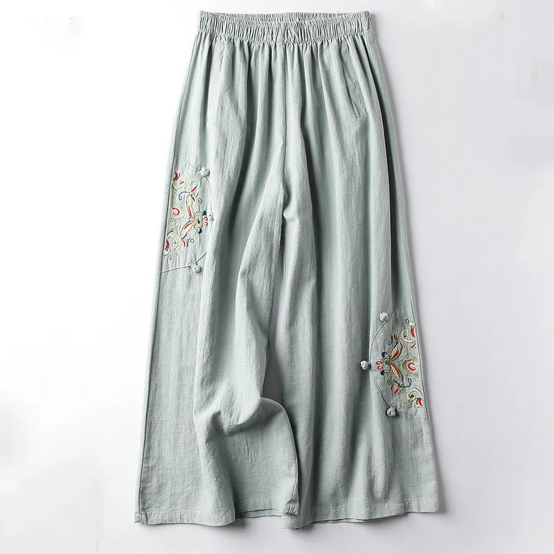 Cotton and linen casual pants women's large size summer fashion retro embroidery thin section straight wide leg nine-point pants
Cotton and linen casual pants women's large size summer fashion retro embroidery thin section straight wide leg nine-point pants