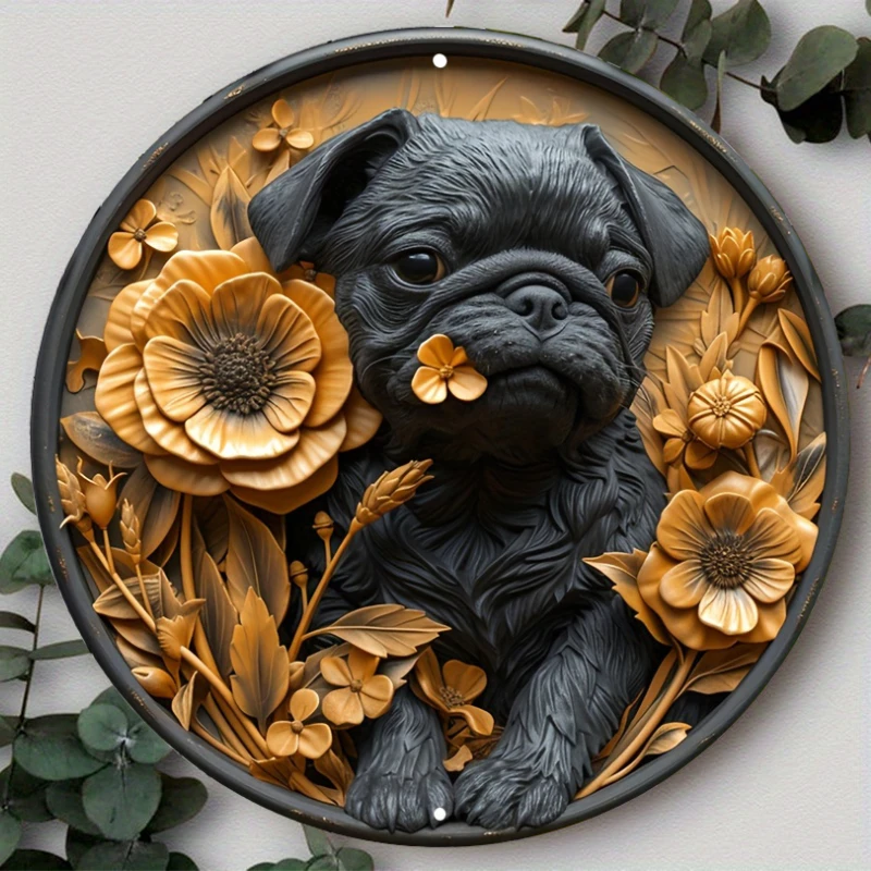 Aluminum Metal Sign: 3D Pug Dog with Flowers Wreath Decoration - Suitable for Home, Club, or Summer Events, Wall Art Home Decor
Aluminum Metal Sign: 3D Pug Dog with Flowers Wreath Decoration - Suitable for Home, Club, or Summer Events, Wall Art Home Decor