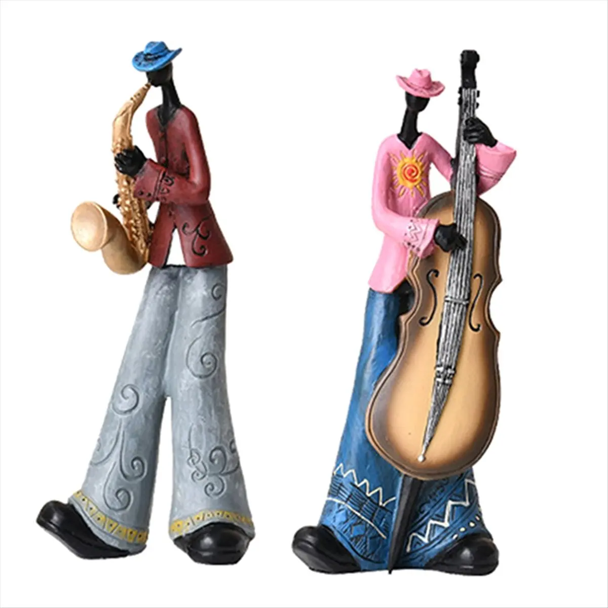 ABUA 2PCS Jazz Band Player Figurines Vintage Musician Figure Resin Statues Retro Sculpture Desktop Ornament Home Indoor Decor
ABUA 2PCS Jazz Band Player Figurines Vintage Musician Figure Resin Statues Retro Sculpture Desktop Ornament Home Indoor Decor