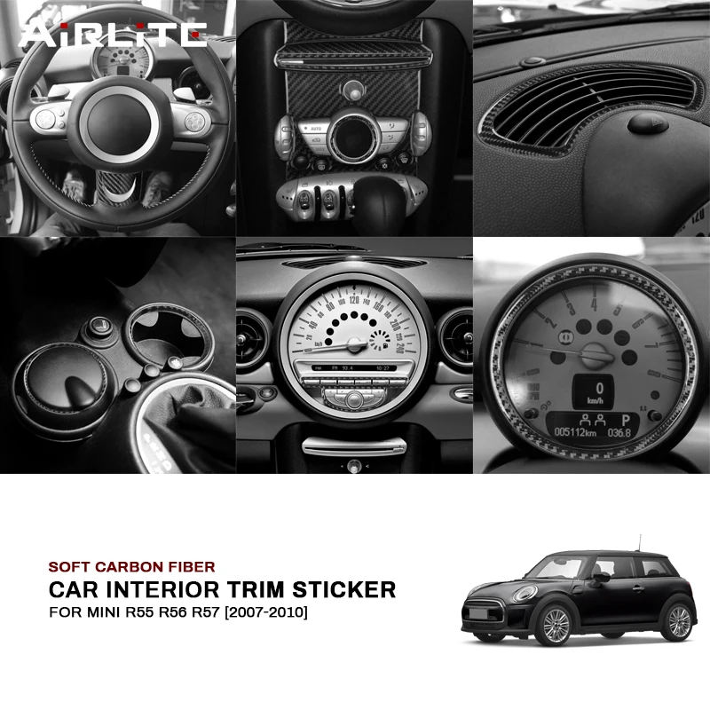 Soft Carbon Fiber Car Central Control Gear Shift Window Lift Air Outlet Panel Trim Sticker For Mini Cooper R55 R56 R57 2007-2010
Soft Carbon Fiber Car Central Control Gear Shift Window Lift Air Outlet Panel Trim Sticker For Mini Cooper R55 R56 R57 2007-2010