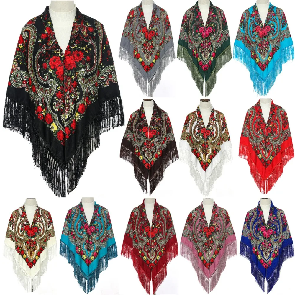 Fashion Polyester Ethnic Style Shawl Square Shape Tassel Trim Russian Square Scarf Floral Print Floral Print Scarf Sunscreen Use
Fashion Polyester Ethnic Style Shawl Square Shape Tassel Trim Russian Square Scarf Floral Print Floral Print Scarf Sunscreen Use