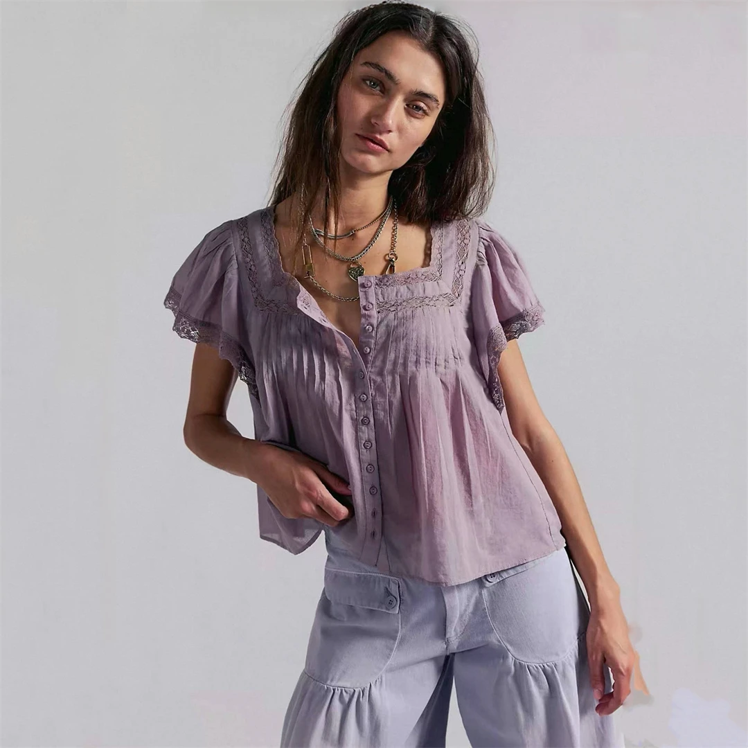 FreeP Spring 2026 Lavender Purple Embroidered Loose Shirt French Style Cotton Bubble Sleeve Square Collar Short Sleeve Women'...
FreeP Spring 2026 Lavender Purple Embroidered Loose Shirt French Style Cotton Bubble Sleeve Square Collar Short Sleeve Women'...