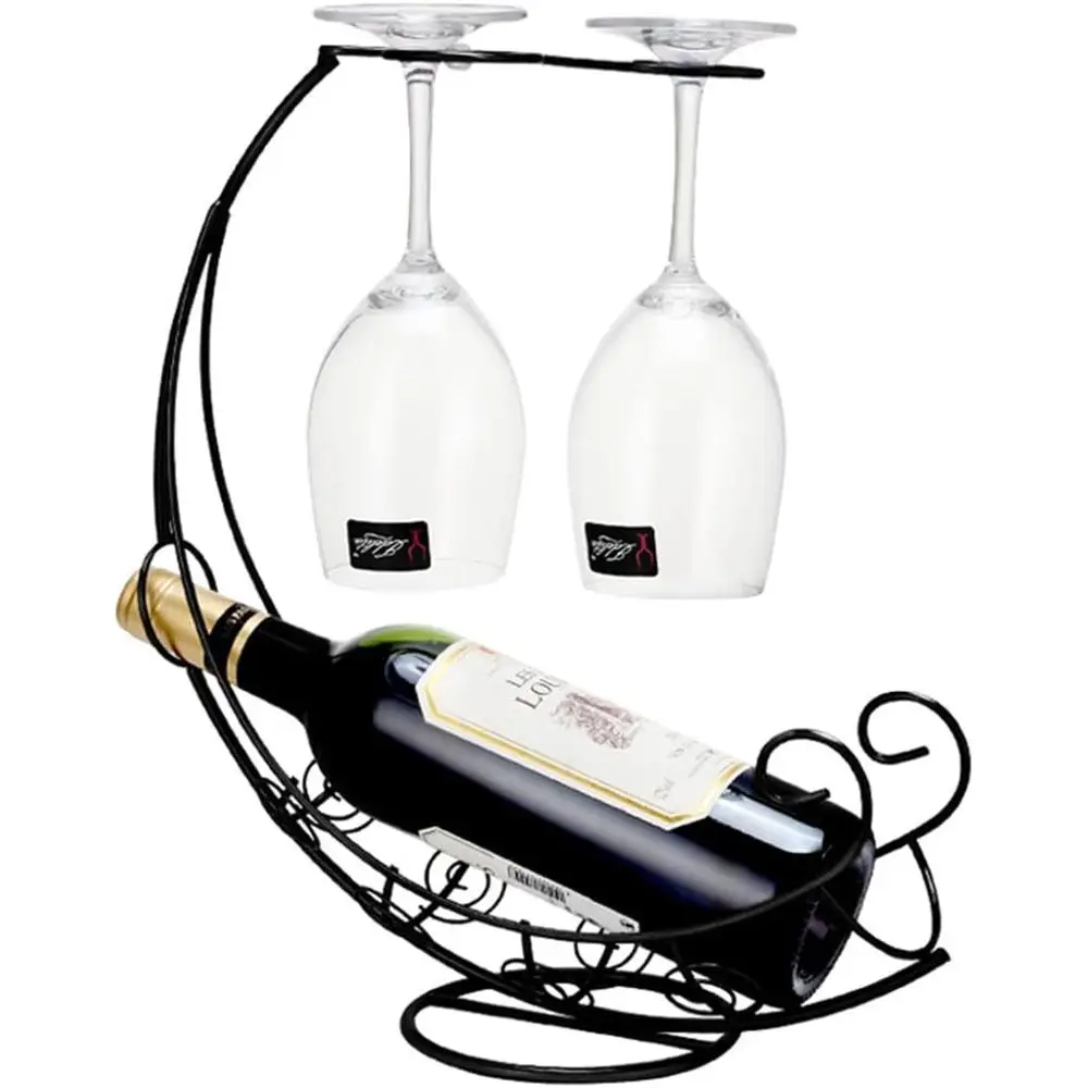 Tabletop Metal Wine Rack, Holds 2 Glasses and 1 Bottle, Space-Saving Display Rack, Black
Tabletop Metal Wine Rack, Holds 2 Glasses and 1 Bottle, Space-Saving Display Rack, Black