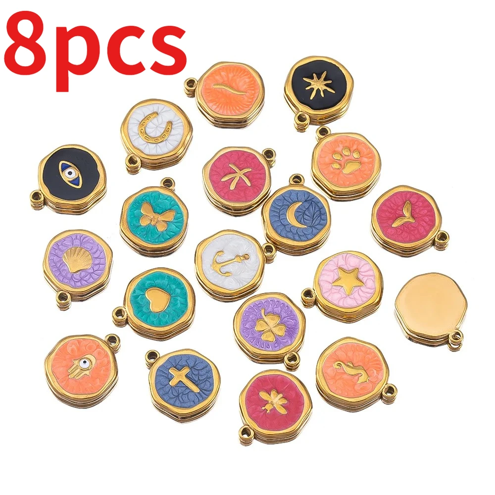 8pcs Gold Color Stainless Steel Enamel Heart Eye Sun Flower Round Charm Pendants DIY Earrings Necklace Jewelry Making Supplies
8pcs Gold Color Stainless Steel Enamel Heart Eye Sun Flower Round Charm Pendants DIY Earrings Necklace Jewelry Making Supplies