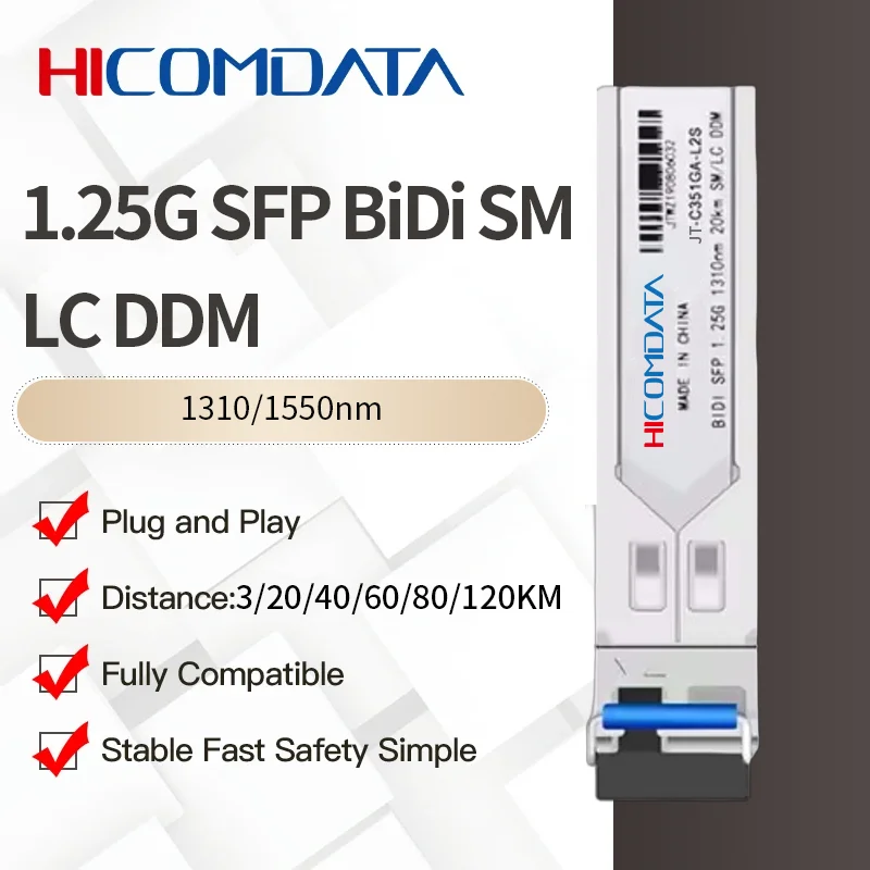1Gb LC SFP Module Fiber Optical Transceiver 1310nm 1490nm 1550nm Fiber SFP Single Module 3-80km Compatible Mikrotik/Cisco Switch
1Gb LC SFP Module Fiber Optical Transceiver 1310nm 1490nm 1550nm Fiber SFP Single Module 3-80km Compatible Mikrotik/Cisco Switch