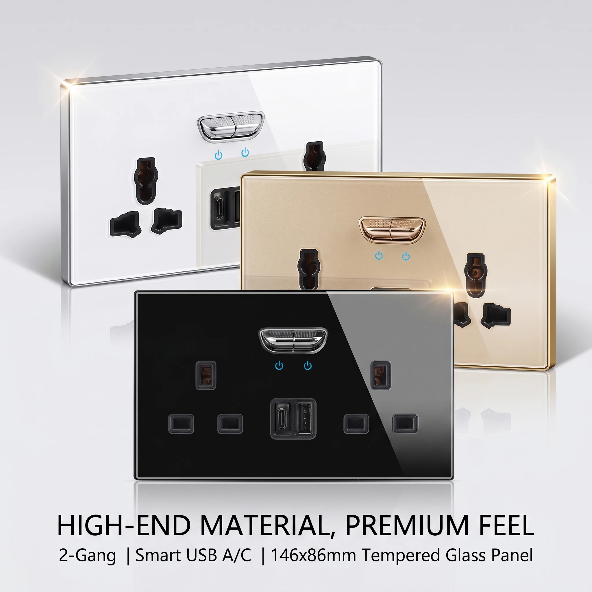 Luxury Tempered Glass UK UN Socket Switch Combination 146mm 2Gang 13A Wall Power Outlet for Home Hotel Office Villa Decoration
Luxury Tempered Glass UK UN Socket Switch Combination 146mm 2Gang 13A Wall Power Outlet for Home Hotel Office Villa Decoration