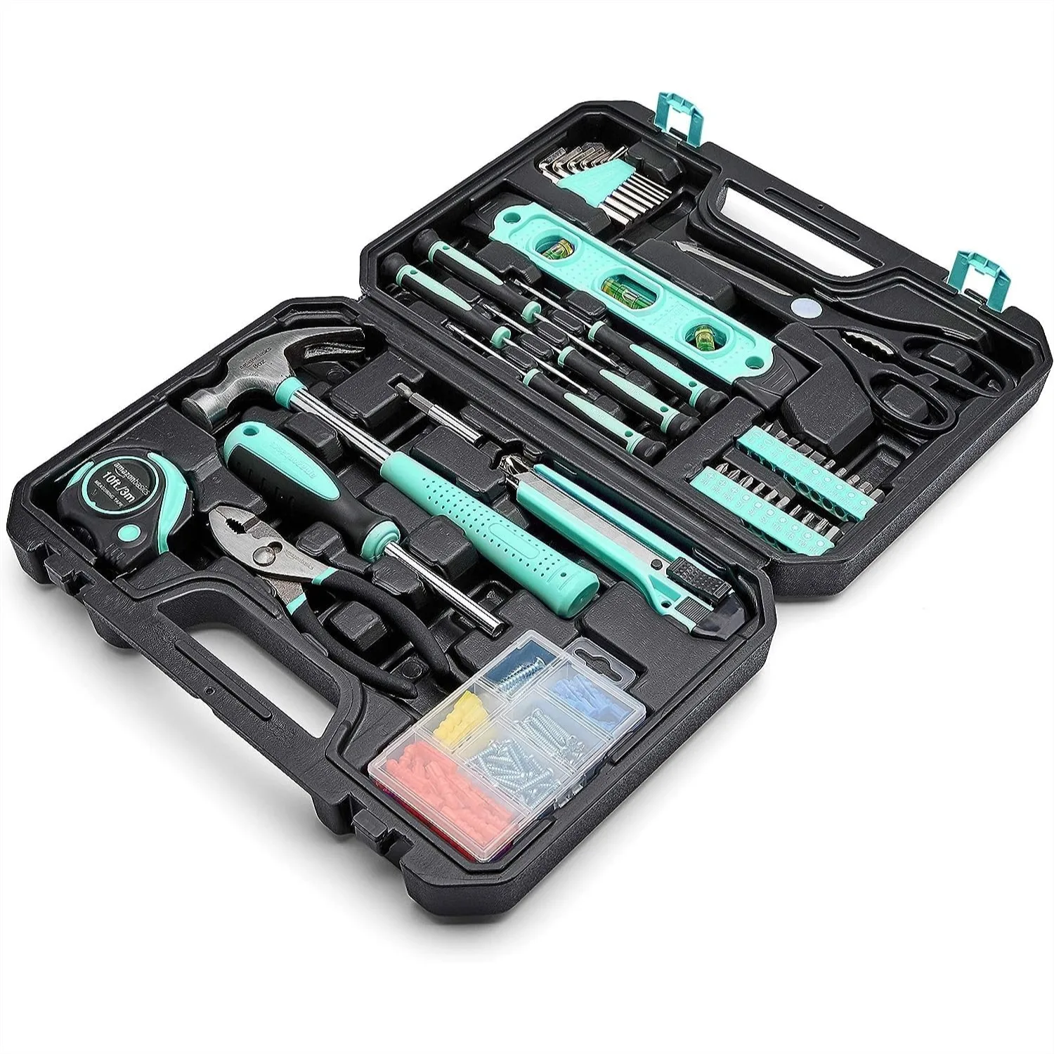 142-Piece Household Tool Kit for Home Repair, Hand Tools with Storage Case, Turquoise
142-Piece Household Tool Kit for Home Repair, Hand Tools with Storage Case, Turquoise